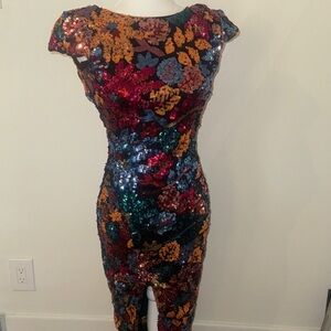 Dress the population sequin Floral Dress